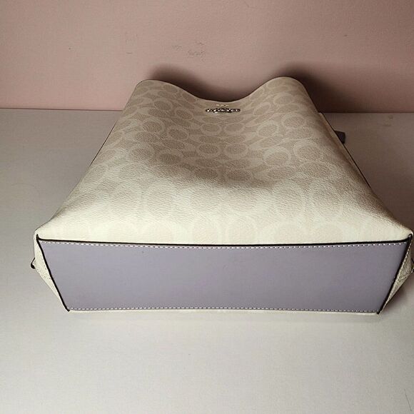 NWT COACH CA561 MOLLIE BUCKET BAG IN SIGNATURE CANVAS Chalk Mist Purple - Picture 7 of 7